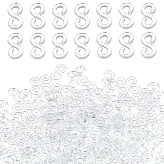 Pack of 1500 Loom Clasps S Clips Loom Bracelet Hooks Transparent Plastic Band Clips Rubber Loops Tool Refill S Clips Loom Bands Accessories Connection for DIY Crafts
