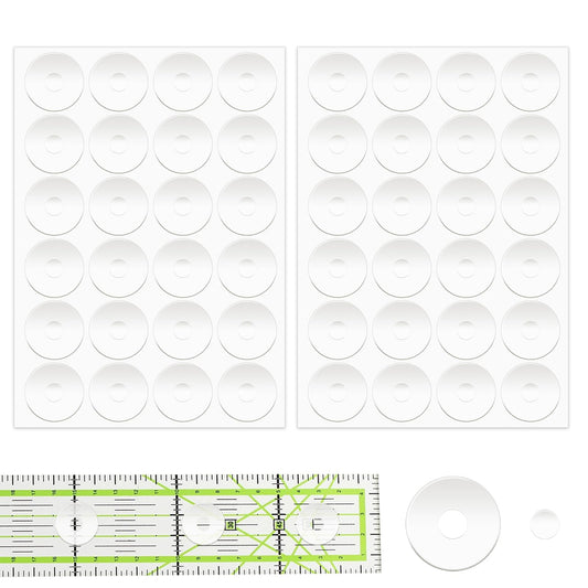 48Pcs Non-Slip Silicone Grips for Quilt Templates, Non-Slip Adhesive Rings, Quilting Rulers Sewing Rulers, Non-Slip Ruler Grip Rings, Adhesive Backing Rings Grips for Sewing Rulers