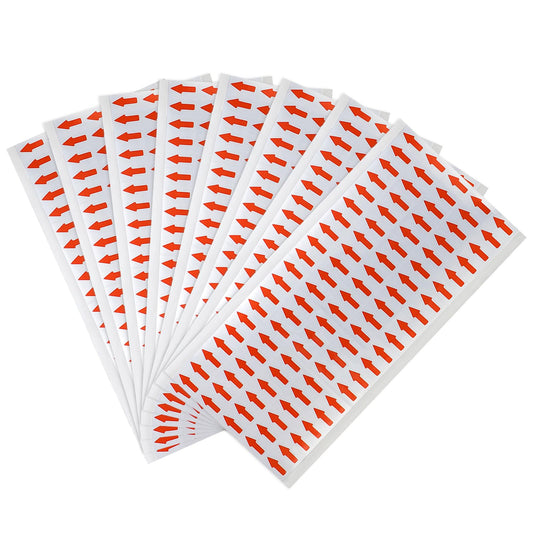 800pcs 1/2 Inch Red Arrow Stickers Small Arrow Sealing Stickers, 0.5" Rectangle Red Arrow Labels, Self Adhesive Red Arrow Labels Stickers (8 Sheets, 100pcs/Sheet)