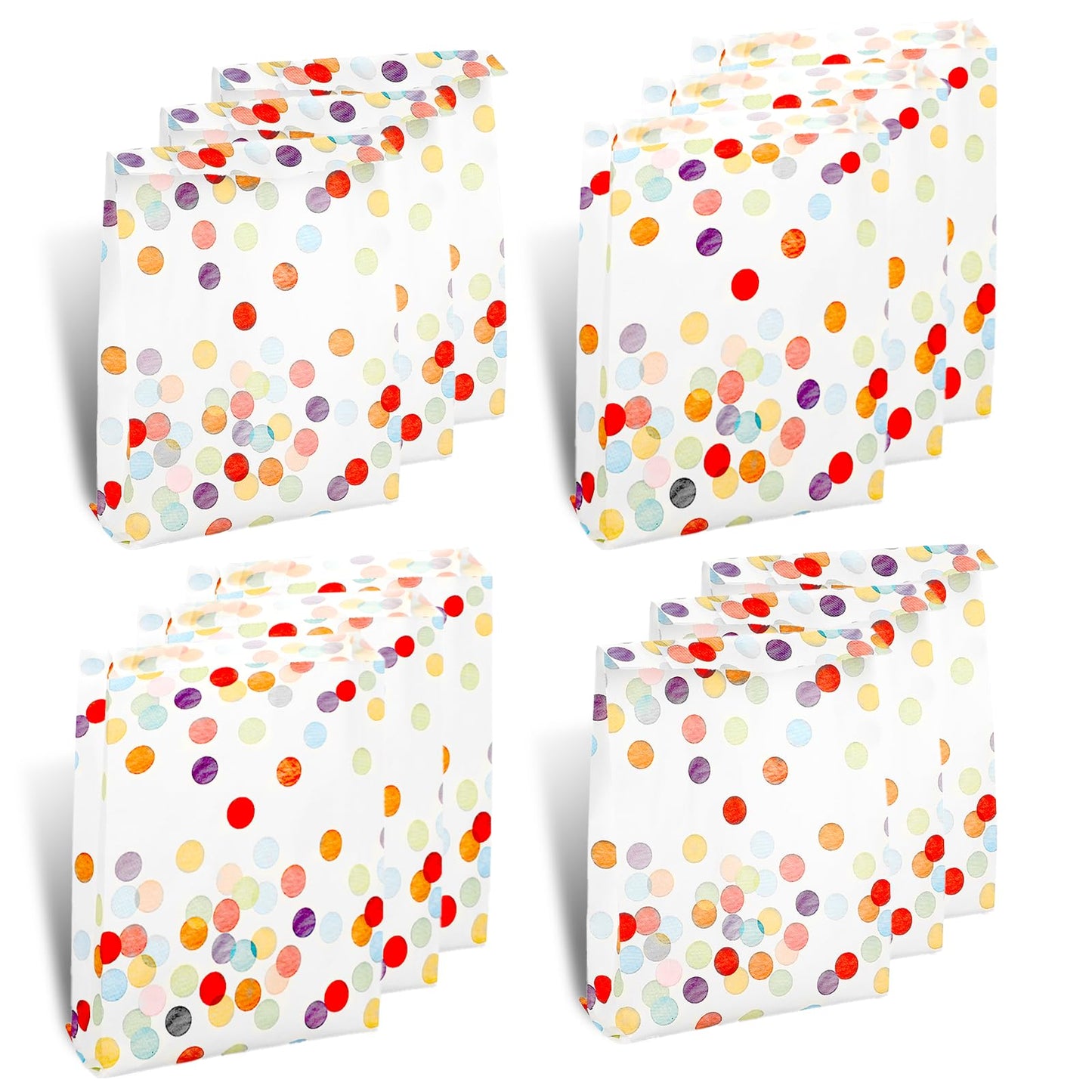 Styquenzer Small Paper Bags, 24 PCS Party Favor Bags Greaseproof Paper Polka Dot Goodie Bags for Birthday Party Favors Small Gift Bags Lunch Paper Treat Bags for Birthday Wedding (White)