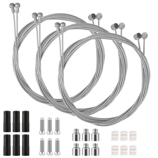 Pack of 6 Bicycle Brake Cable Gear Cable Brake Cable Road Bike Universal Gear Cable Bicycle Interchangeable Inner Brake Cable Standard Bicycle Brake Cable with Cable Cap End Crimping Accessories