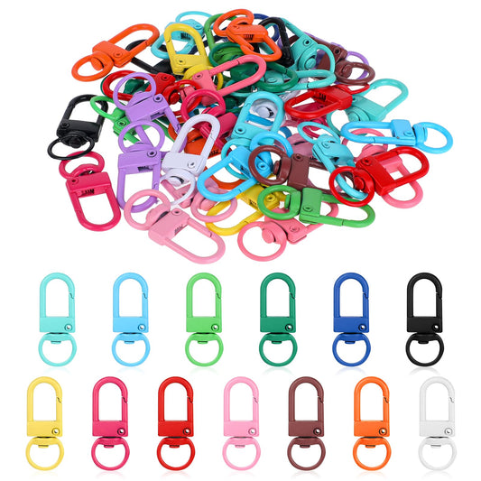 Pack of 45 Metal Claw Clasps, Rotating Clasps, Lanyard Clips, Twist Lock Hooks, Key Fob Hardware Accessories, Key Chain Hooks, DIY Key Chain (15 Colours)