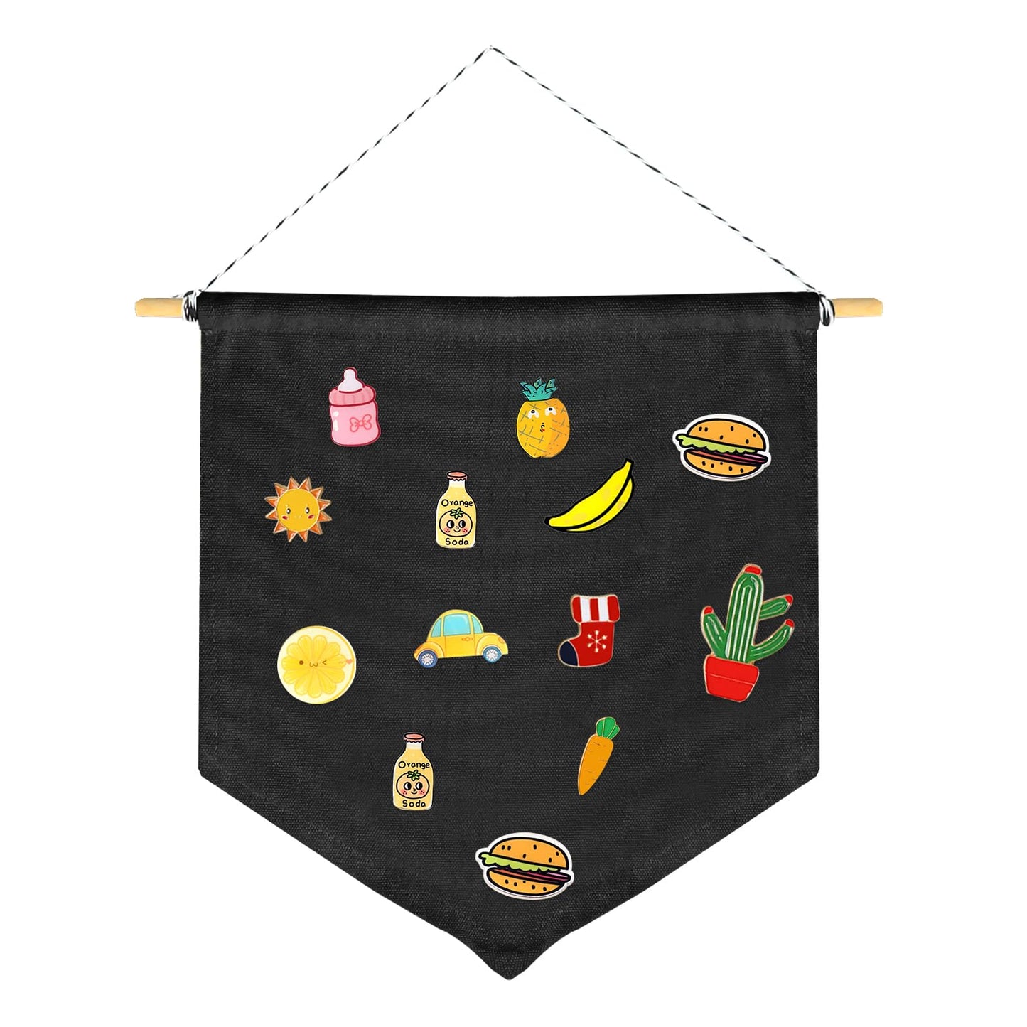 Wall Hanging Brooch Earring Jewelry Storage Display Canvas Pin Wall Display Banner Collection Organizer Holder Wall Mount Canvas Banner for Pin Earring Buttons Patches Badges Jewellry Display(Black)