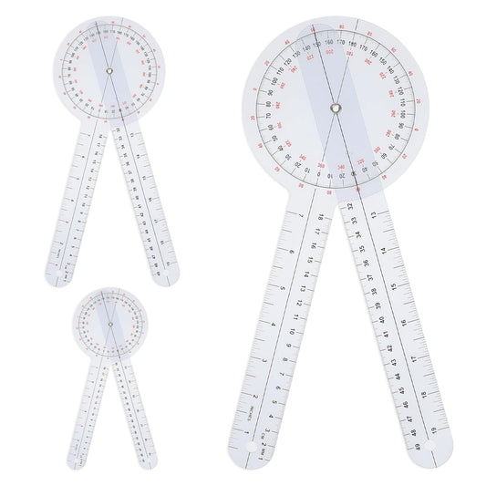 3 Pcs Goniometer Protractor Set 6/8/12 Inch Transparent Orthopedic Angle Ruler 360 Degree Goniometer Angle Protractor Tool Measurement Goniometer Protractor Ruler
