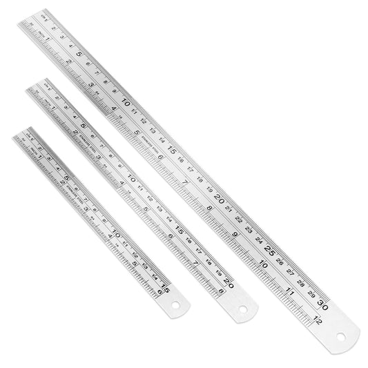3 Pcs Flexible Metal Ruler 6 inch 8 inch and 12 inch Metal Straight Ruler Stainless Steel Ruler Drawing Ruler with Inches and Centimeters Metric Ruler Precision Measuring Ruler