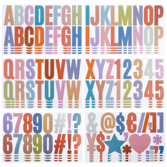 KALIONE 24 Sheets Vinyl Alphabet Stickers Large Letters Stickers Number Decals Bulletin Board 2.5 Inch Self Adhesive Alphabet Stickers Labels for Mailbox Door Classroom Home Crafts (Color 1)