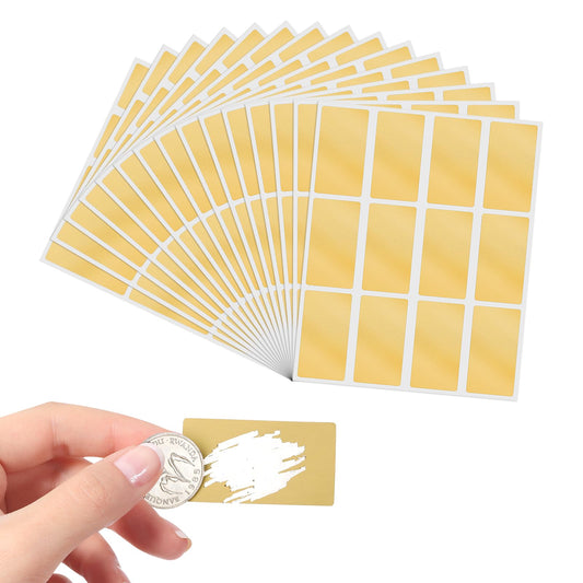 120 Pieces 25 x 50 mm Scratch Off Sticker Sheets, Make Your Own Scratch Cards, Silver Scratch Labels, DIY Scratch Labels, Self Adhesive Scratch Off Label (Gold)