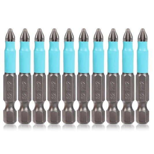 10 PCS PH2 Magnetic Phillips Screwdriver Bit Set 1/4 Inch Hex Shank Phillips Head Drive Bit Anti-Slip Screw Driver Power Drill Bit Cross Slot Screw Driver for Electric Hand Screwdrivers, PH2 X 50mm