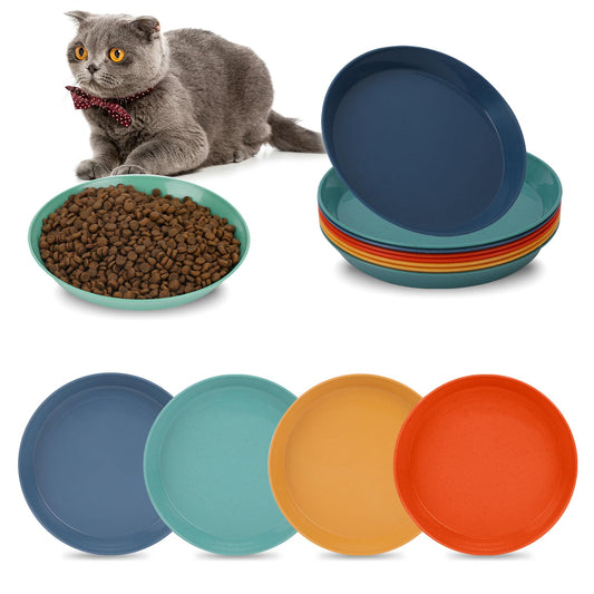 8 Pcs Shallow Cat Food Dish Cat Wet Food Flat Cat Bowls Whisker Fatigue Free Cat Food Bowls Cat Dishes for Food and Water Wide Cat Plate for Kittens and Short Legged Cat
