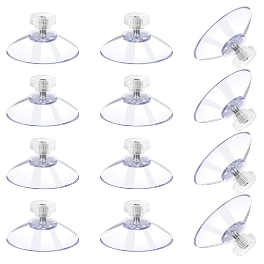 12 Pack Suction Cups with Screw,Ø 40mm Suction Cup Hooks Glass Sucker Pads Clear PVC Sucker Pads for Window Extra Strong Adhesive Suction Holder Rubber Sucker Pad with Metal Screw