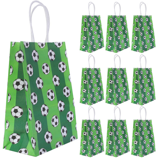 10 Pieces Football Party Bags, Soccer Party Favor Bags Football Themed Decorations Paper Party Bags, Soccer Goodie Bags Candy Bags Kids Boys Birthday Party Bags Football Party Supplies