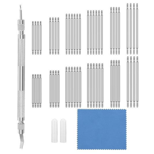 Mozeat Lens Watch Band Pins Replacement Kit, 60 PCS Diameter 1.5mm/1.8mm Heavy Duty Stainless Steel Watch Link Remover Set Watch Strap Pins Adjustment Tool for Watch Repair Kit (Length 16-26mm)