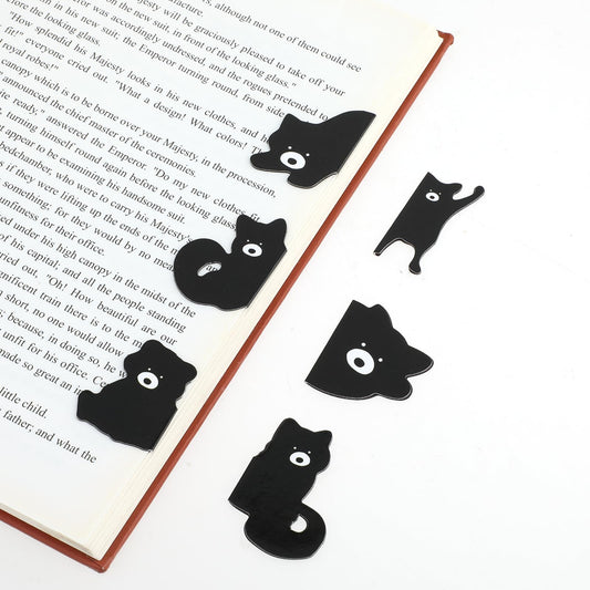 Magnetic Bookmarks, 6 Pieces Assorted Cute Teddy Bear Book Marks for Reading Women, Unique Bookmarks Kawaii Black Book Markers Clip Gifts for Teachers, Students, Book Lovers, Printing on 2 Side