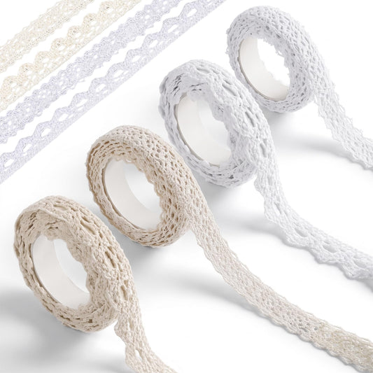 Jxiwfvl Cotton Lace Washi Tape Set, Self-Adhesive Decorative Ribbon