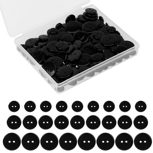 200 Pcs Black Resin Buttons 2 Hole Buttons for Sewing Round Shirt Button Large Craft Buttons 3 Size Sewing Buttons for Suit Coat DIY Crafts Decoration