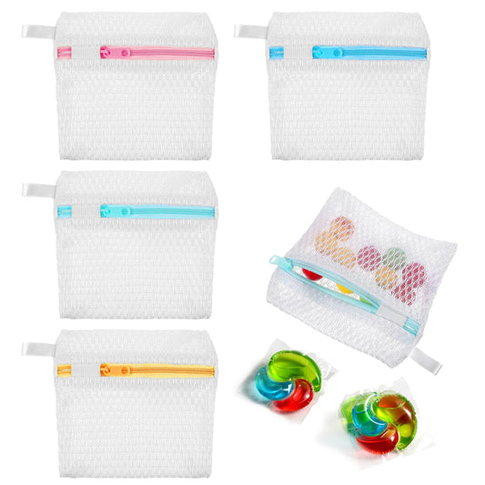 Small Mesh Laundry Bags for Delicates, 12 x 13 CM Laundry Pod Anti-Sticking Bag, Washing Machine Bags for Delicates Durable Zippered Wash Pouch for Lingerie Socks Travel