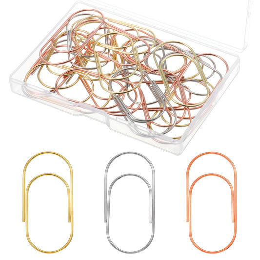 Pack of 30 Jumbo Paper Clips Oversized 50 mm Large Metal Paper Clips Non-Slip Smooth Surface Steel Wire Office Supplies Planner Invitation Accessories (Gold, Silver, Rose Gold)