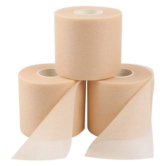 3 Rolls Foam Tape, Foam Sports Tape, Baseball Wrist Band, Athletic Ankle Band, Pre Wrap Headbands, Breathable Pre Wrap Tape Roll for Wrist Ankle Knee Leg (Skin Colour)