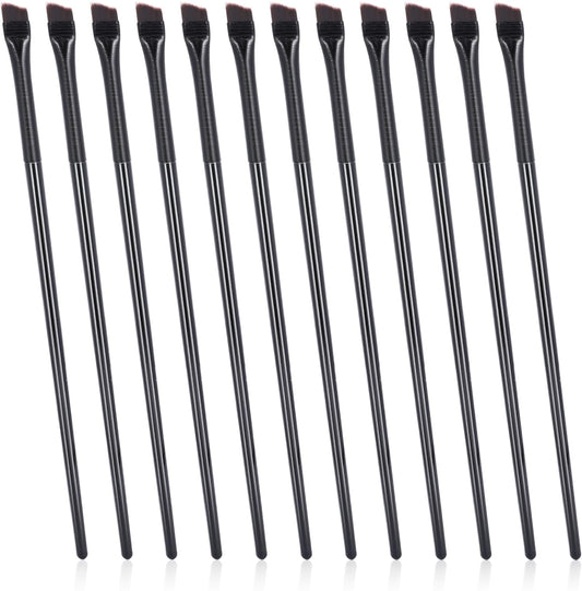 12 Pcs Fine Angled Eyeliner Brush Angled Eyebrow Brushes Soft Slant Tip Brushes Eyeliner Eyebrow Brush Thin Eyeliner Brush Slanted Eyeliner Makeup Brush for Blend Eyeshadow Eyeliner Eyebrow