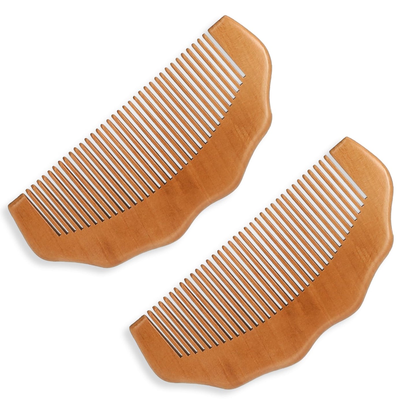 Small Wooden Comb, 2 Pack Natural Peach Wood Comb Anti-Static Comb Close Tooth Comb Mini Travel Combs Pocket Sized Fine Tooth Detangling Hair Comb for Women, Beard Comb for Men, Polished Surface