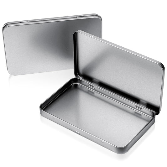 KALIONE 2pcs 178 x 108 x 15 mm Tin Box with Lid Candy Tin Storage Box Rectangular Storage Tin Box Metal Mini Organiser Storage Box for Sweets Crafts Pill Jewellery