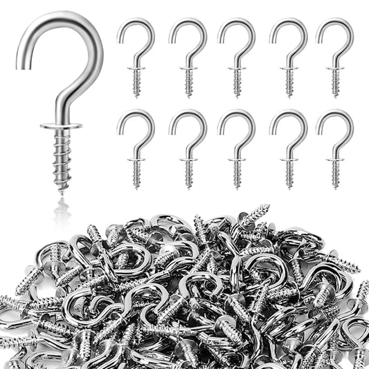 KALIONE 200 pcs Small Screw Hook, Ceiling Screw Hooks Mini Screw-in Hooks Small Ceiling Hooks for Hanging Keys Ceiling Hanging Hook for Indoor Outdoor Decorations Hanging Plants (Silver)