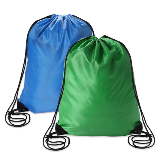 Drawstring Bags, 2PCS Blue Green PE Bags Drawstring Gym Bag Draw String Swim Bag Drawstring Backpack for Sports, Gym, Travel, Swimming, Beach