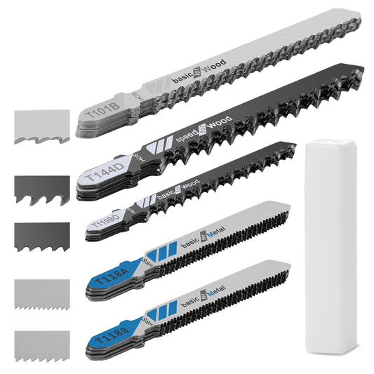 KALIONE Jigsaw Blades Set, 20 Pieces T-Shank Jig Saw Blade, Assorted Professorial Carboon Steal Jig Saw Blades Tool Replacement Kit with Storage Case for Cutting Wood Metal Plastic, Universal