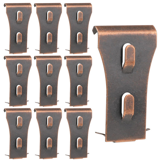 10 Pcs Metal Hooks Brick Clips Brick Hook Clips Brick Wall Hanging Clips Brick Picture Hangers for Hanging No Drill for Outside Home Decor Fit 2-1/4 to 2-3/8 inch Bricks(Copper Red)