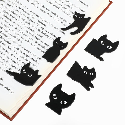 Magnetic Bookmarks, 6 Pieces Assorted Cute Black Cat Book Marks for Reading Women Unique Bookmarks Kawaii Black Book Markers Clip Gifts for Teachers, Students, Book Lovers, Printing on 2 Side