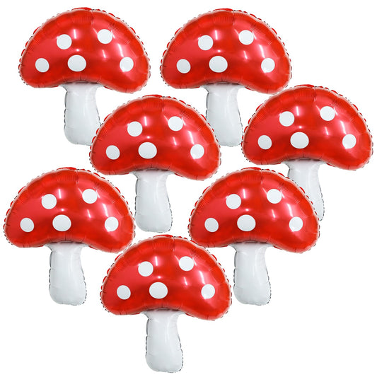 Pack of 7 Foil Balloons Mushroom, 77 x 55 cm Balloon Helium Balloons Red Balloons Birthday Giant Balloon Children's Birthday Party Decoration Balloon Gas for Birthday Party, Forest Theme Party, Park