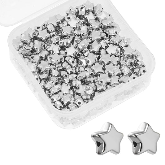 200 pcs Star Silver Beads Star Charm Beads Star Jewellery Beads Small Hole Spacer Beads for DIY Necklace, Bracelet, Earring Craft