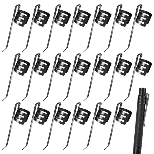 20 Pieces Metal Pencil Clip Pen Clip Pen Holder Clip Flashlight Clip Space Pen Alloy Pen Clips Black Pocket Clip Portable Pencil Holder Clips for Home Office