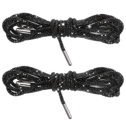 Pack of 2 Rhinestone Shoelaces, Glitter Laces, Round Rope Laces, Glitter Shoelaces, Hoodie, Clothing Accessories, Replacement Rope Shoelaces for Shoelaces Accessories, Trainers, Running Shoes, Hoodie,