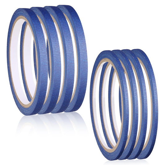InnoHHustle 8 Rolls Thin Painters Tape Pinstripe Tape Masking Tape in 1/8, 1/4 Inch Line Tape Blue Pinstriping Tape Paint Tape Masking Tape for Wall DIY Board Auto Paint