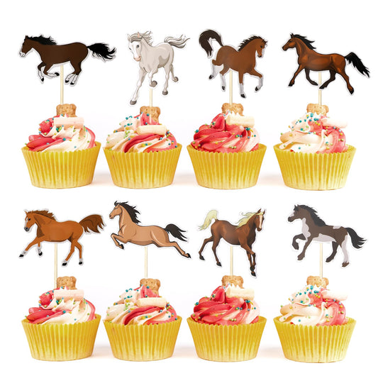 40 Packs Horse Cake Toppers Animal Horse Cupcake Picks Party Decorations for Horse Racing Party Equestrian Themed Birthday Baby Shower Birthday Decorations