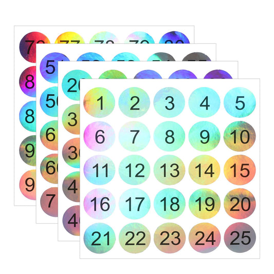 12 Sheets Number Stickers 1-100, Mini Skater Laser Consecutive Stickers 0.78 Inch Self-Adhesive Number Decals Small Round Removable Numbered Sticker for Office, Indoor Storage Boxes Black