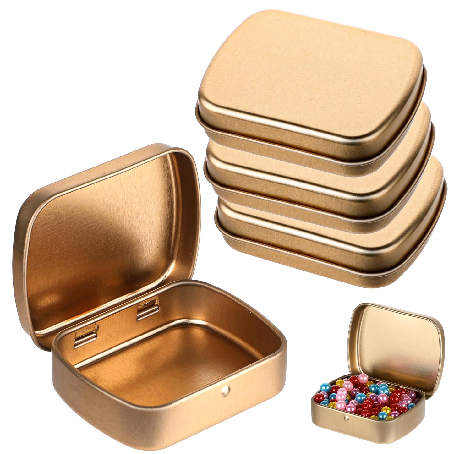 Tin with Lid, Odour-Proof Tin Euro Box with Lid, Mini Boxes, Storage, Metal Box with Hinge and Lid, Camping Box, Tin for Sweets, Biscuits, Food, Jewellery, Playing Cards