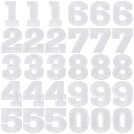 30 Pieces Numbers Patches 0-9 Embroidered Assorted Iron on Patches Number Decorative Repair Patches Sew on Embroidery Applique Patches for Jeans Hats Jackets Backpacks Shirts, 1.25 Inch