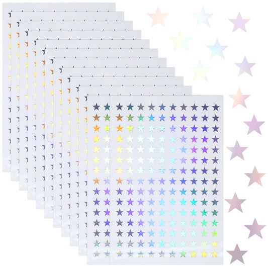 KALIOEN Star Stickers Pack,1800 Pieces Small Star Stickers,Self-Adhesive Star Face Stickers,Holographic Foil Star Stickers,Silver Star Stickers for Face,Waterproof Mini Star Stickers,Laser Silver