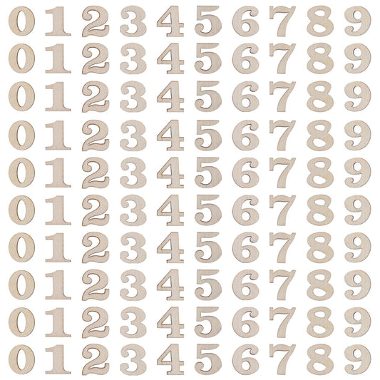 Mozeat Lens 100Pcs Wooden Numbers for Arts Crafts DIY Decoration Displays, 15mm 0 to 9 Mixed Small Wooden Number Blocks for Decor Kids Early Educational Learning Toys Games