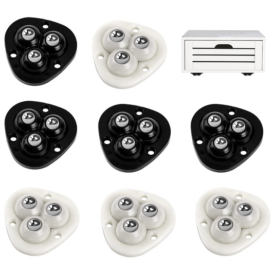 8Pcs Mini Caster Wheels, Small Wheels Tiny Caster Wheels for Small Appliances, Self Adhesive Caster Wheels, Stainless Steel Roller Wheels Universal Wheel for Storage Box Furniture Trash Can