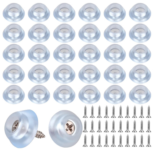 30 Pcs Rubber Cutting Board Feet 0.65 X 0.24 In Round Clear Rubber Bumpers Feet Pads With Stainless Steel Screws Anti-Slip Rubber Foot Bumpers For Chopping Board Furniture Electronics Kitchen