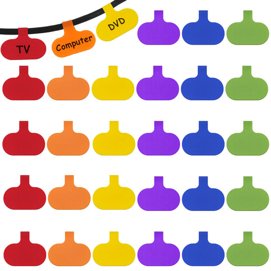30 PCS Cable Labels Writable Oval Cable Tags for Electronics Multi-Color Electronic Cable Tags Cord Wire Labels Self-Adhesive Nylon Wrap-It Cable Label Computers Cable Management