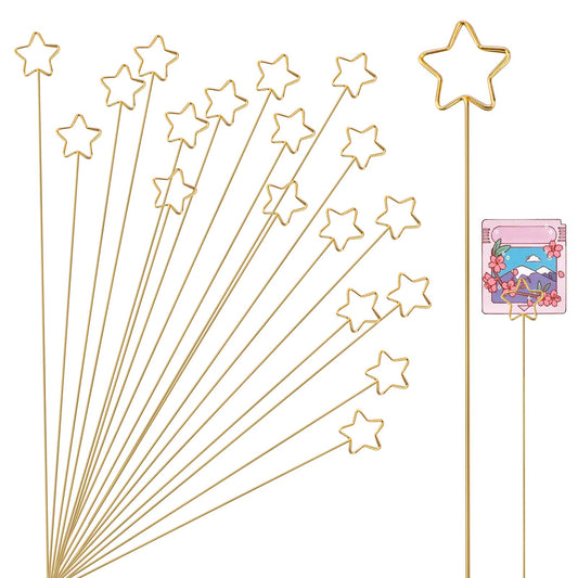 20Pcs Flower Picks Card Holder Stick Star Shape Flower Pick Clips Table Number Holders, Gold Metal Card Picture Holder Pick, Floral Gift Card Holder Clips for Wedding Party Favor