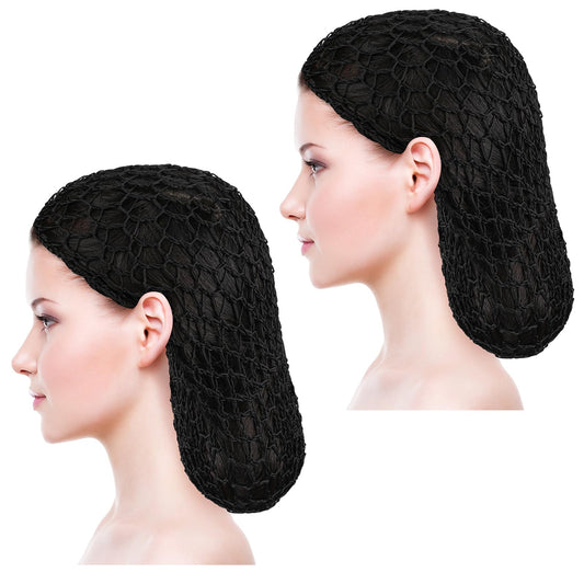 Mozeat Lens 2Pcs Hair Nets Snoods for Women Hair Mesh Crochet Hair Net Rayon Knit Snood Hat Women Crochet Hair Wraps Sleep Cap (Black), Black, M