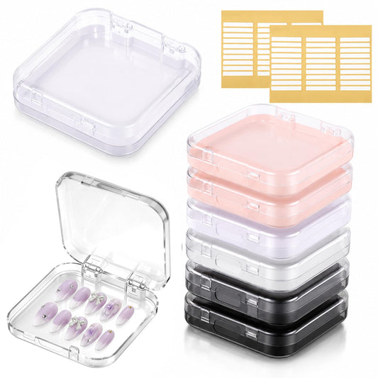 8 PCS Press on Nail Case, Acrylic Press on Nail Packaging with 60 Adhesive
