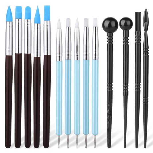 KALIONE 14 Pieces Silicone Clay Sculpting Tools Set Clay Craft Carving Dotting Tools for Ceramic Pottery Crafts Sculpture Making Cake Fondant Cookies Shaping Nail Beauty Art Painting Decoration