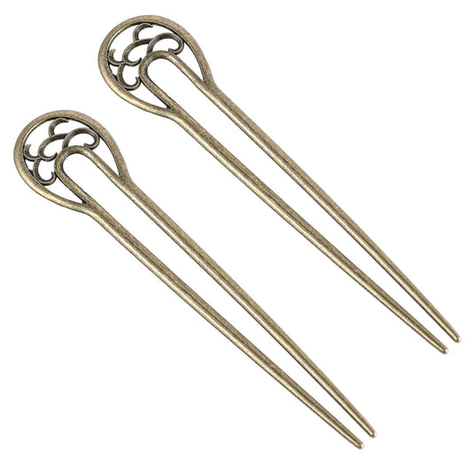 2pcs Metal U Shaped Hairpin Large French Hair Pins Vintage Hair Sticks Hair Fork Pins Hairstyle Accessories for Women Girls