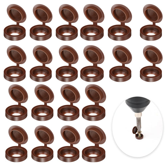 Screw Caps 100 PCS 5mm ID Plastic Hinged Screw Covers Caps Brown Snap Washer Covers Flip Tops Folding Shutter Screw Covers Cap for Covering Screw Heads, Screw Protection Caps